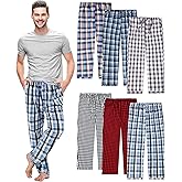 Chicingyou 6 Pack Mens Pajama Pants Ultra Lightweight Plaid Bottoms Sleep Pant Cotton Sleepwear with Pocket Drawstring