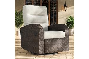 LayinSun Oversized Wicker Outdoor Swivel Glider Recliner with Adjustable Backrest & Footrest, Patio Reclining Lounge Chair