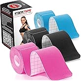 Starktape Kinesiology Tape Athletic Pro Sports - 3 Rolls, 60 Precut Strips, Latex-Free, for Muscle Support, Ankles, Wrists, Knees, Running, Tennis, Swimming. Stays Secure for Several Days