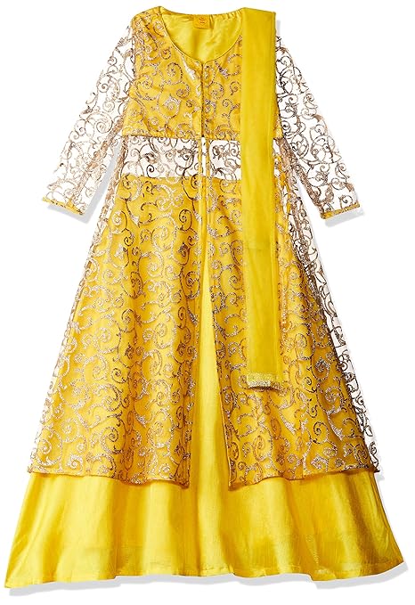 Girl's Cotton Lehenga Choli (ILW19I56017I_Yellow_5-6yrs)