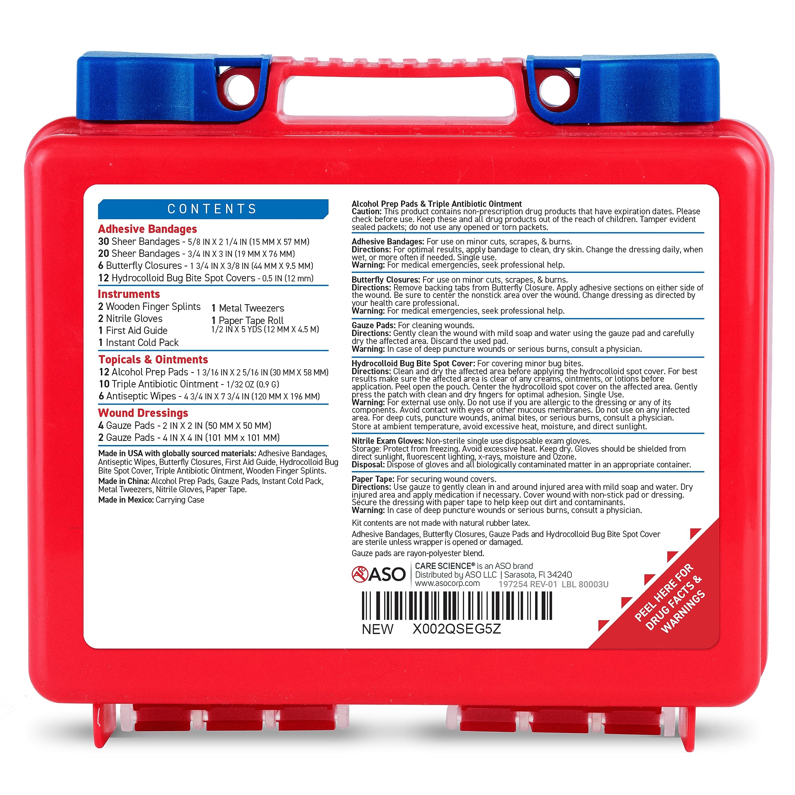 Care Science First Aid Kit, 110 Pieces Professional Use For Travel