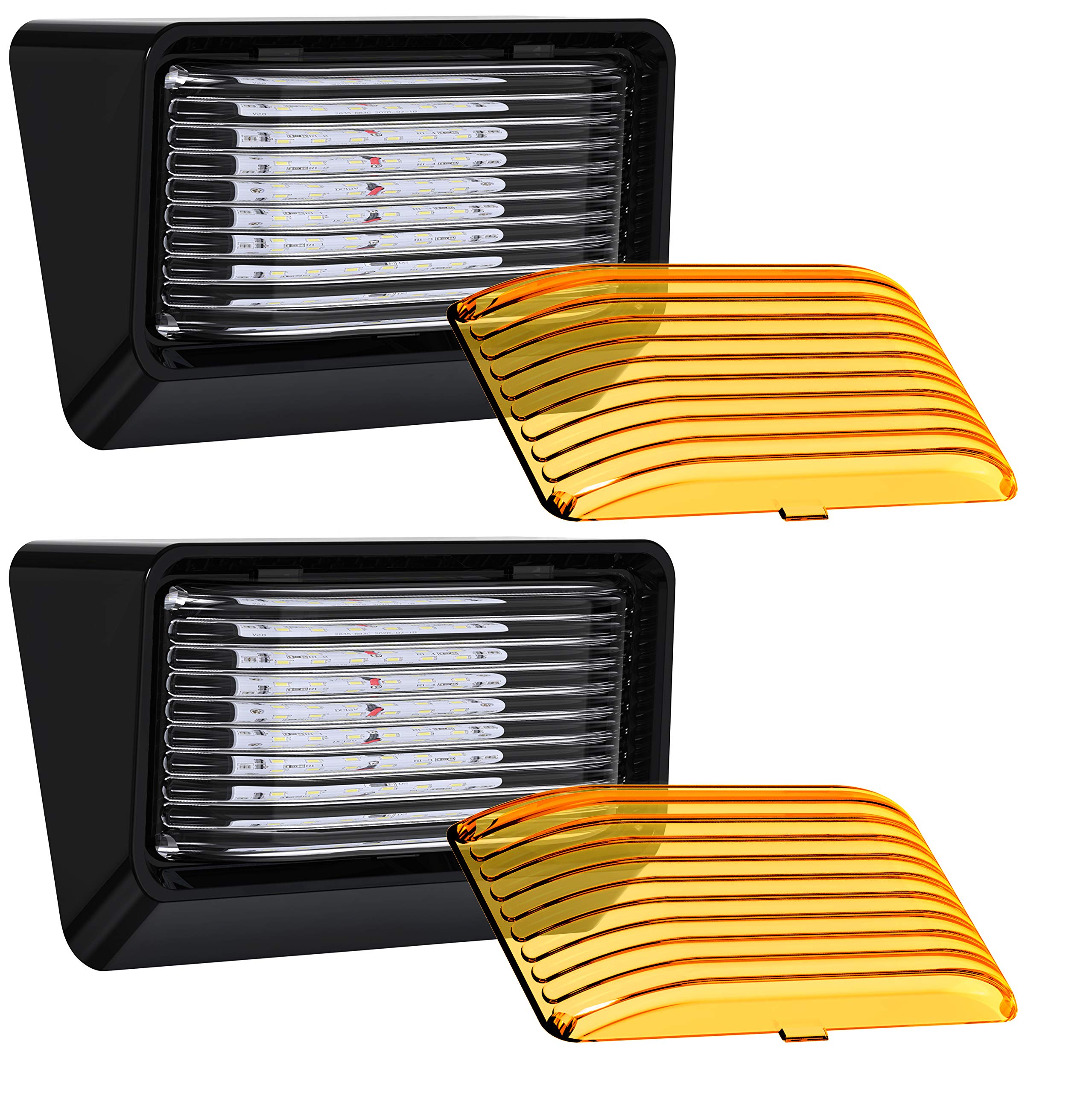 Photo 1 of Leisure LED 2 Pack RV Exterior Porch Utility Light 12v 280 Lumen Lighting Fixture. Replacement Lighting for RVs, Trailers, Campers, 5th Wheels Black Base, Clear and Amber Lens (Black, 2-Pack)