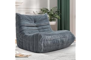 Cansunna Bean Bag Chair Big Sofa Beanbag Chair for Adults Fireside Chair Bean Bag Lounger with Memory Foam Filled for Home,Apartment or Gaming Venue(Grey Plush)