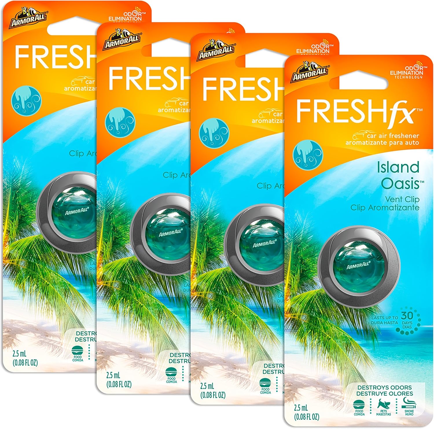 Armor All 185514PK Fresh fx Car Air Freshener Vent Clip Island Oasis