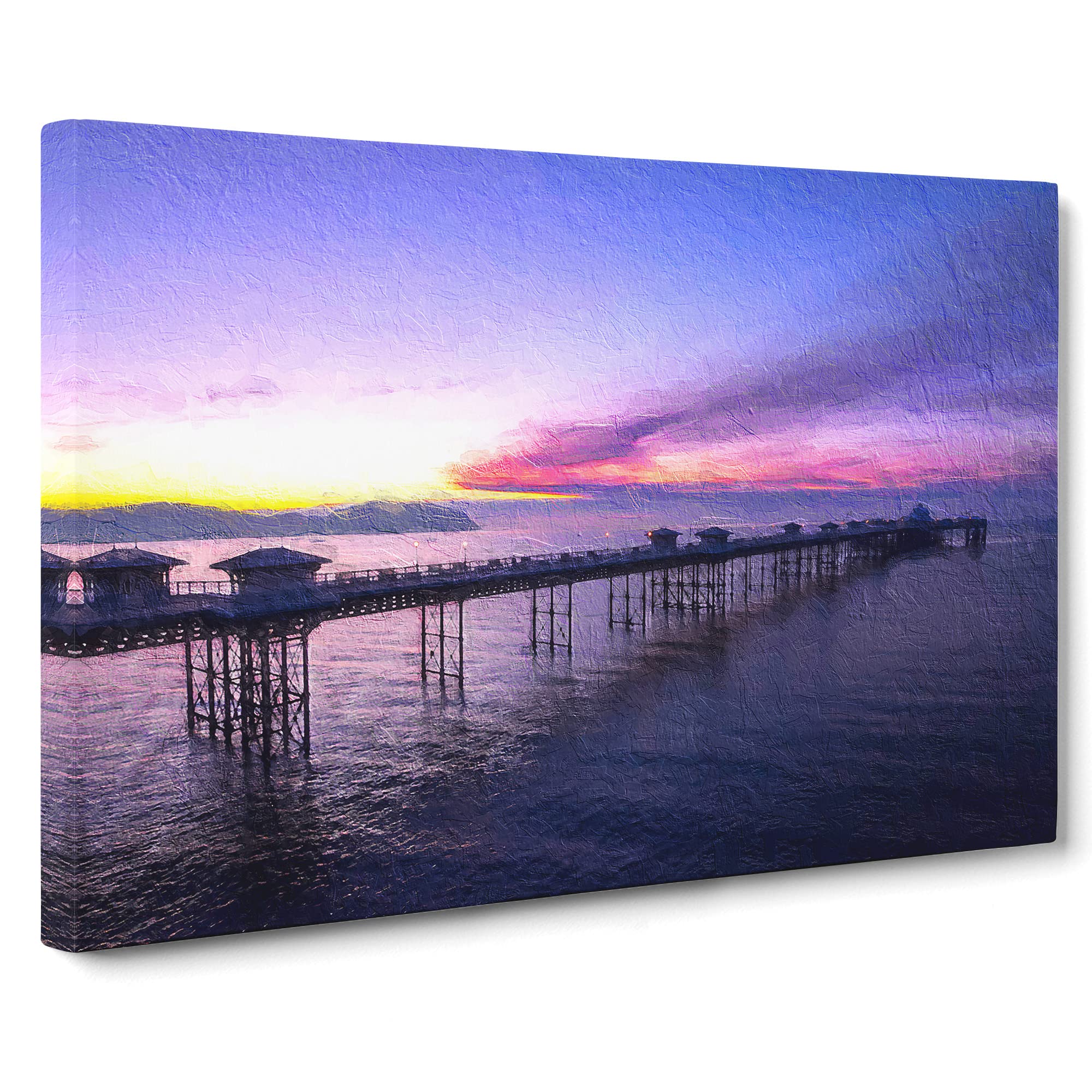 Pier In Llandudno Wales Canvas Print | Gallery Wrapped 30mm Frame Wall Art | 20x14 inches | Ready to Hang | Modern Beach Picture | Living Room Bedroom Lounge Office