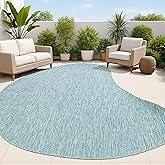 JONATHAN Y Rustic Organic Curve Indoor Outdoor Area Rug 5X8 Turquoise, Evan Modern for Backyard, Patio, Porch, Easy-Cleaning,