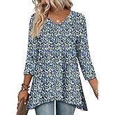 WIHOLL Spring Tops for Women 2025 Trendy Lightweight Tops & Blouses 3/4 Sleeve Women's Clothing Maternity Clothes S