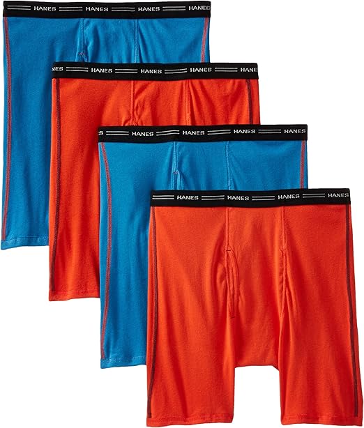 Hanes Men's 4 Pack Cool DRI No Ride Up Boxer Briefs, Cool Dri Assorted