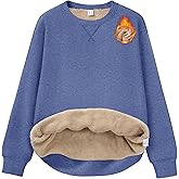 MAGCOMSEN Women's Sherpa Lined Sweatshirts Winter Warm Fleece Crewneck Pullover Thick Sweater Long Sleeve Tops Clothes