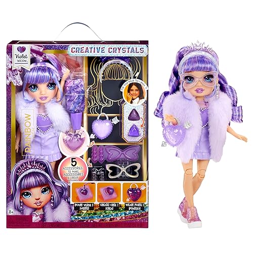 Rainbow High Creative Crystals Violet - Purple 28 cm Fashion Doll with Crystal Accessory Make It Kit, Ring for You, DIY, Crafts, Resin Play, Ideal Present for Kids Ages 8+, NOT EDIBLE