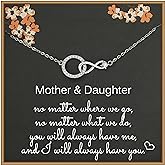 MADAOGO Mother Daughter Necklace, Sterling Silver CZ Infinity Circle Necklace for Women, Mother's Day Jewelry Gift for Mother, Mother Daughter Gifts, Birthday Gifts for Daughter from Mom