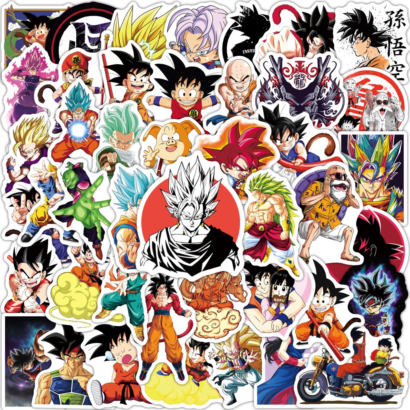Photo 1 of 100pcs Anime Dragon and Ball Stickers Mixed Pack,Lovely Cartoon Characters Decals Cartoon Anime Sticker for Kids Teens Waterproof Stickers for Water Bottle Laptop Luggage Helmet Skateboard Guitar