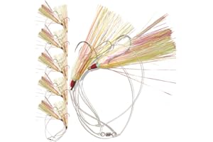 UNCLE MO'S SALTWATER TACKLE Uncle Mo’s Tackle - 1, 5 & 10 Pack Options - Fluke Flounder Hey Now Killer Hi-Lo Rig – MYLAR Teaser For Saltwater – BKK Black Size 3/0 Octopus Hook - 30lb Heavy Duty Mono 2ft long - Black Duo-Lock Snaps