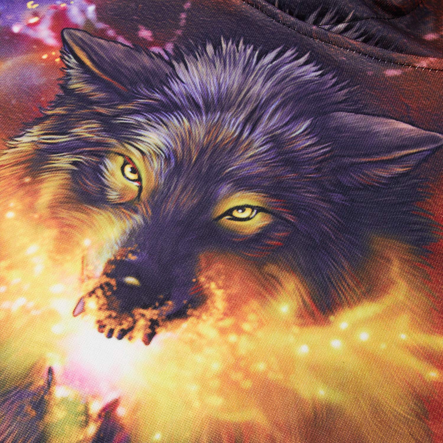 Loveternal Unisex Adult 3D Wolf Hoodie Galaxy Funny Drawstring Pocket Make Up Pullover Hoodies Sweatshirt for Women Men S