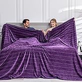 Serenhom Soft Cozy 120x120 Inches Seamless Oversized King Fleece Blanket, 3D Jacquard Decorative Giant 10'x10' California King Blanket Extra Large for Bed, Sofa, Couch, Travel, Travel, Pueple Chain