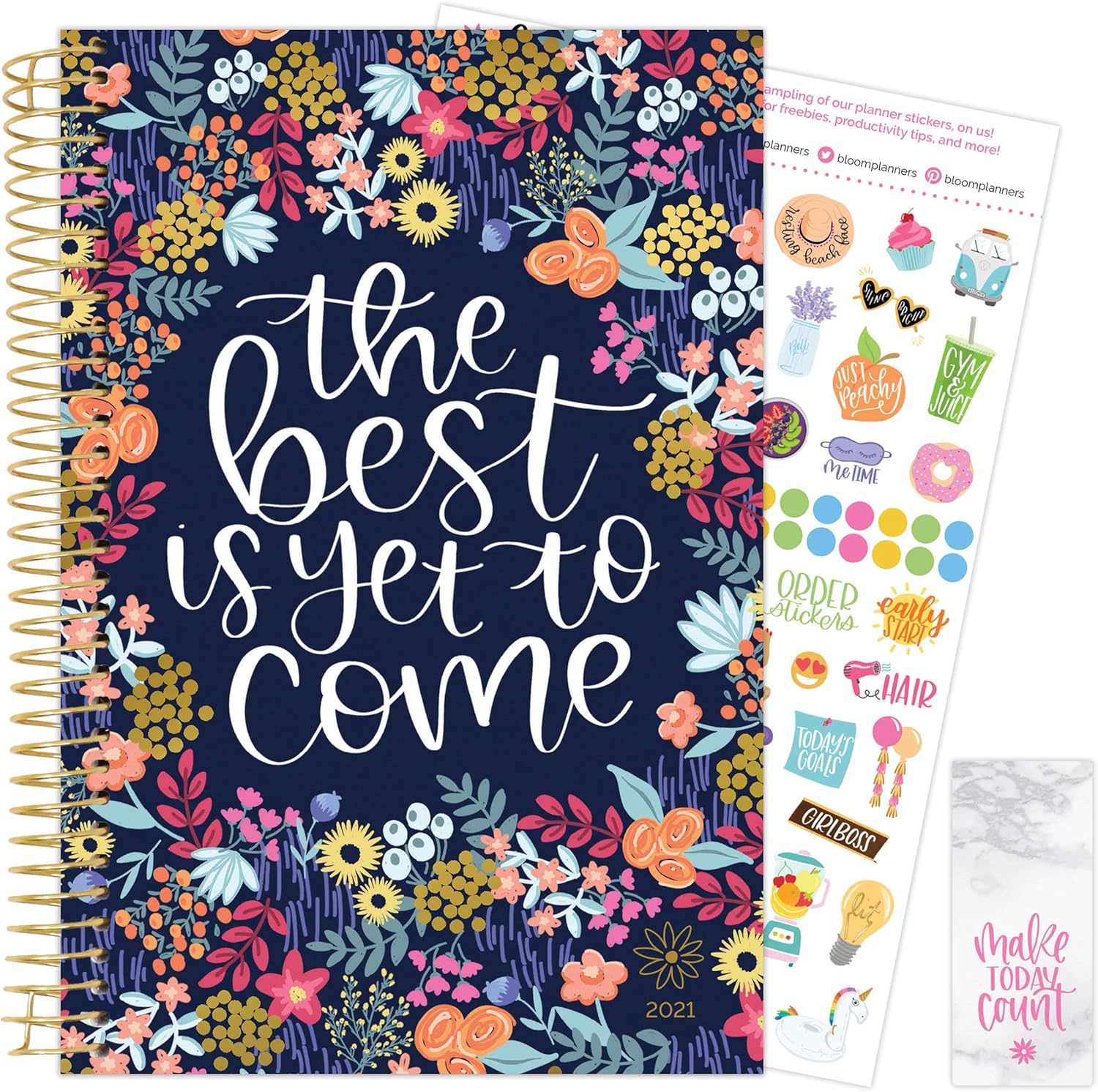bloom daily planners 2021 Calendar Year Day Planner (January 2021 - December 2021) - 6” x 8.25” - Weekly/Monthly Agenda Organizer Book with Stickers & Bookmark - Best is Yet to Come : Office Products