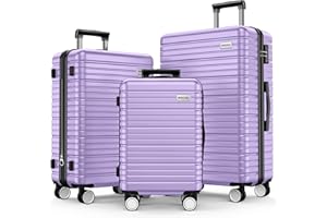 BEOW Luggage Sets 3 Piece, Expandable Luggage Sets with Spinner Wheels, TSA Lock Suitcases with Carry on Luggage (Lavender Purple, 20”24”28”)