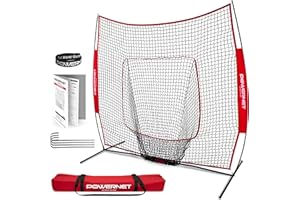 PowerNet Baseball Softball Practice Net 7x7 with Baseball Accessories for Practice Pitching, Batting & Fielding, Ball Caddy, Weighted Baseballs, Tee