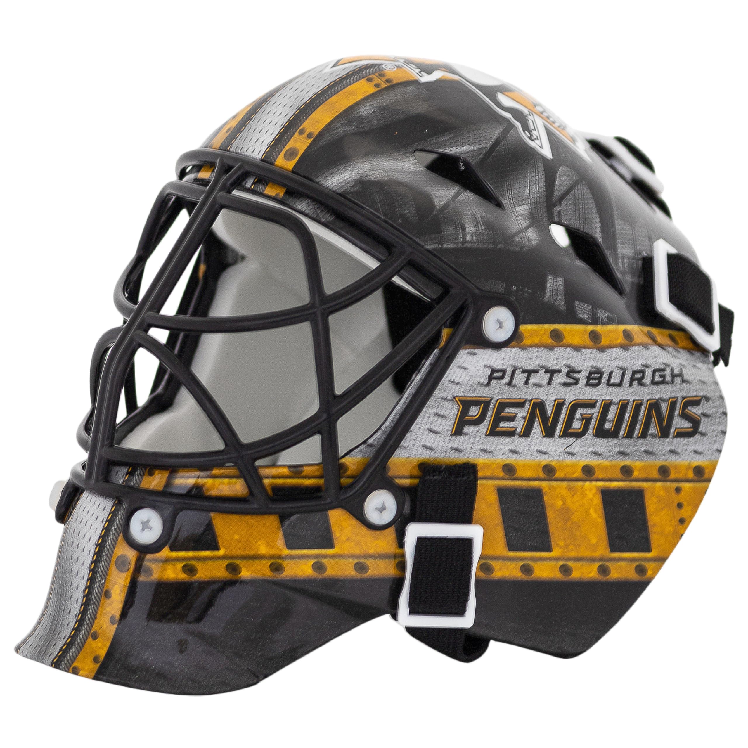 Franklin Sports NHL Pittsburgh Penguins Mini Hockey Goalie Mask with Case - Collectible Goalie Mask with Official NHL Logos and Colors,7784F19