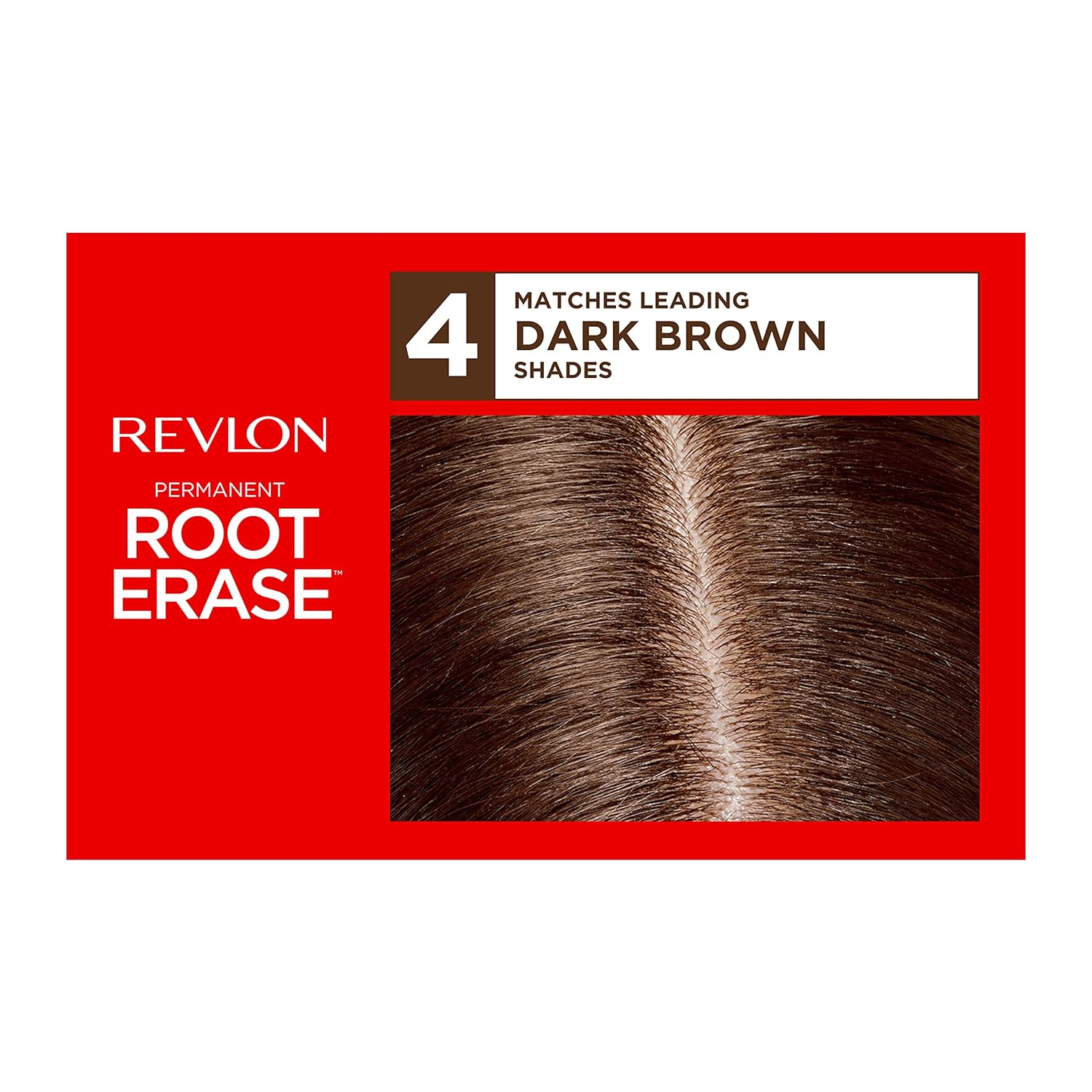 Revlon Root Erase Permanent Hair Color, At-Home Root Touchup Hair Dye with Applicator Brush for Multiple Use, 100% Gray Coverage, Dark Brown (4), 3.2 oz: Beauty