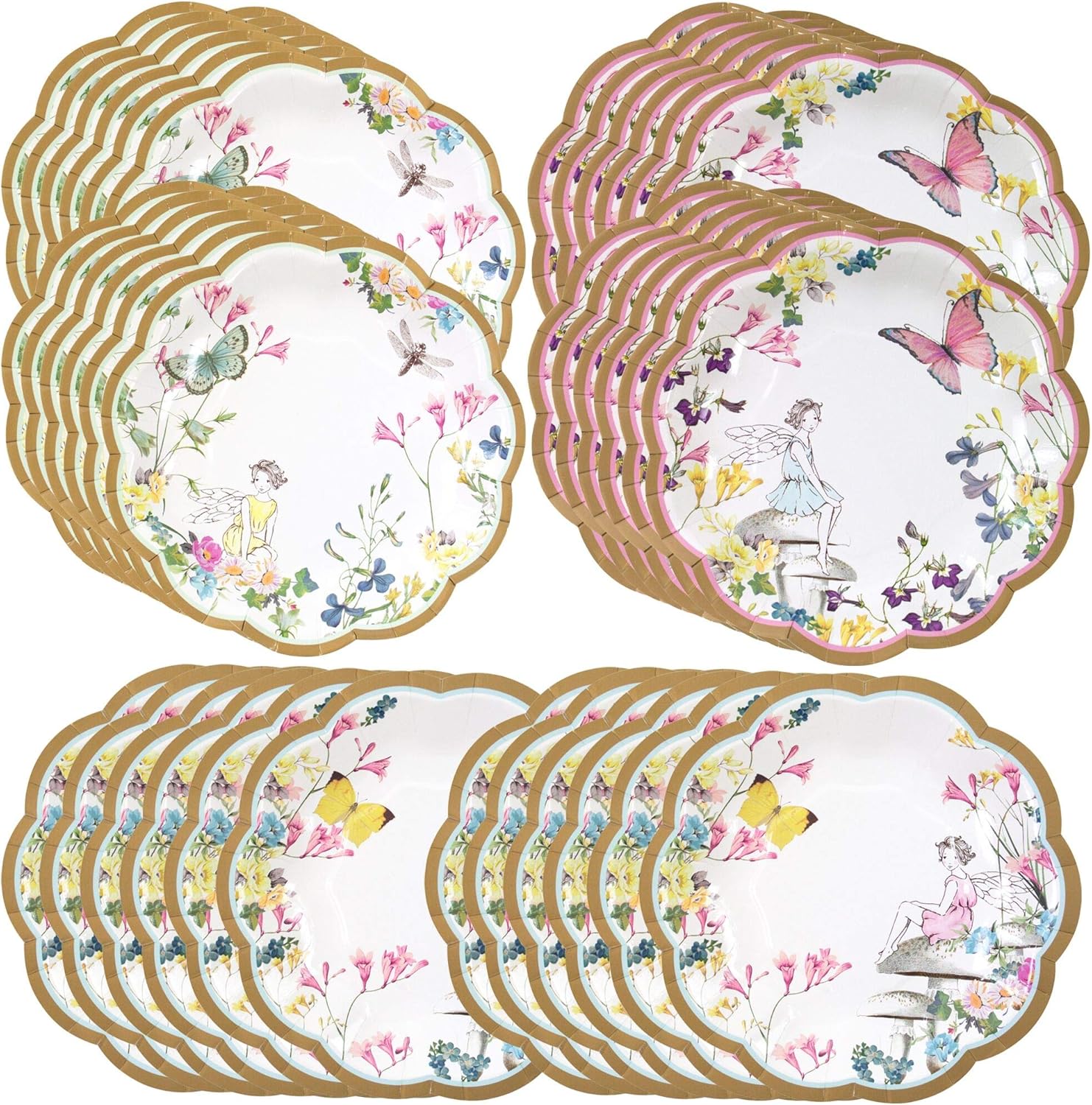 Talking Tables Truly Fairy Paper Plate with Fairy Design for a Tea Party or Birthday, Multicolor (24 Pack)