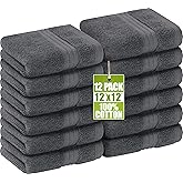 Utopia Towels 12 Pack Premium Wash Cloths Set, 12 by 12 Inches, 100% Cotton Ring Spun, Highly Absorbent and Soft Feel Washcloths for Bathroom, Spa, Gym, and Face, Grey