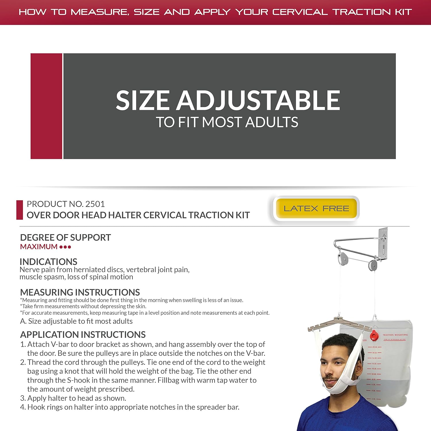 OTC Cervical Traction Kit, Neck Pain Relief, Vertebrae Disk Herniation, Complete Over Door Setup: OTC: Health & Personal Care