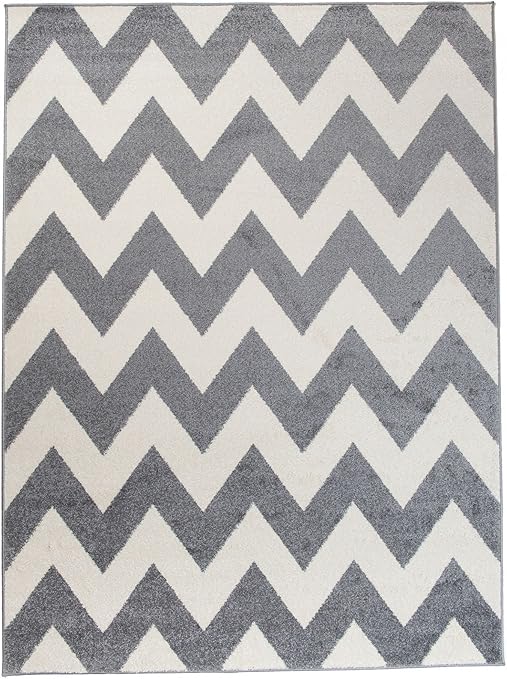 Petit Tapis De Salon Gris Blanc Motif Chevron Zig Zag Design Moderne Traditionnel Parfait Pour La Chambre Plusieurs Coloris Tailles