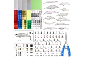 AGOOL Unpainted Fishing Lures Making Kit DIY Crankbaits Minnow Kit - 321/355pcs Blank Hard Bait Lure Set Include Pliers Treble Hook Split Rings Lure Eyes Stickers Making Supplies Make Your Own Fishing Lures
