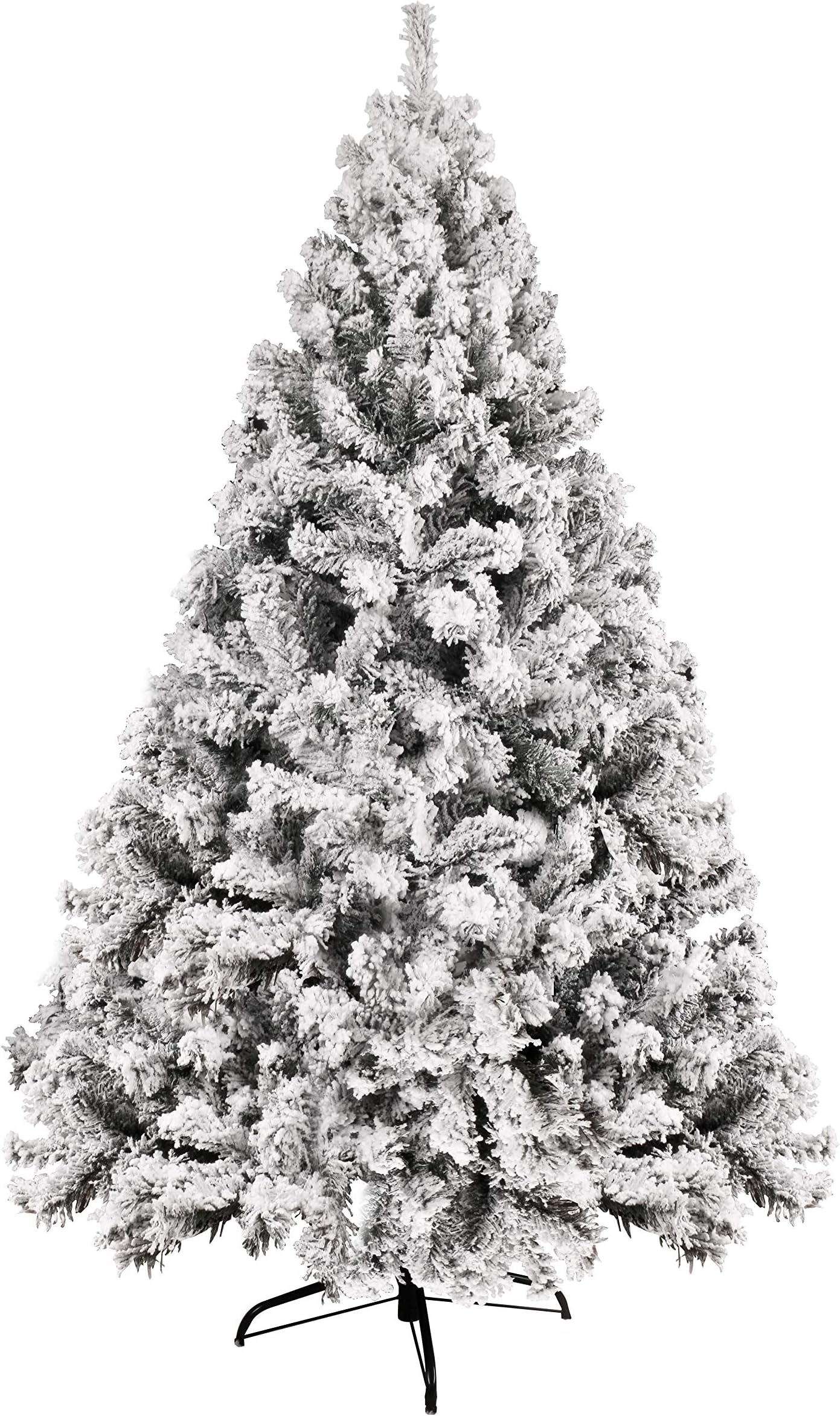 6ft Artificial Christmas Tree Premium Snow Flocked Hinged Pine Tree with Foldable Metal Stand, 700 Branch Tips, White