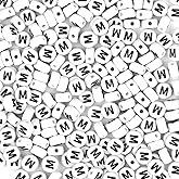 Auvoau 300Pcs Letter Beads M 4X7mm White Alphabet Beads Acrylic Round Shape Loose Beads for Name Bracelets Necklaces Key Chains DIY Jewelry Making (M)