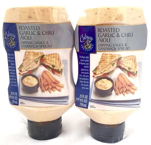 Roasted Garlic & Chili Aioli Dipping Sauce & Sandwich Spread, 25 Oz. Bottle (2-pack)