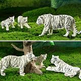 toymany 6PCS White Tigers Figurines Set with Cubs Educational Toys view 4