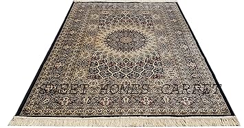 Buy Sweet Homes Carpet Luxury Kashmiri Traditional Silk Carpet 5 X 7 Feet 150 X 210 Cm Black Online At Low Prices In India Amazon In