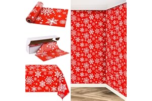 Kochorie 100 Ft x 54 Inch Snowflake Tablecloth Roll with Cutter Box Christmas Themed Snowflake Printed Disposable Winter Backdrop Cut to Size Table Cover for Frozen Birthday Party Supplies