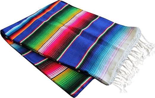 Amazon Com Del Mex Mexican Serape Blanket X Large Blue