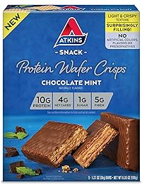 Atkins Protein Wafer Crisps, Chocolate Mint, 5 Count, 6.35 Ounce