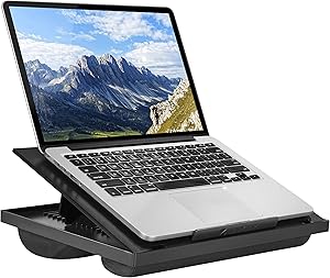 LapGear Ergo Laptop Stand - Lap Desk with 20 Adjustable Angles - Black - Fits Up to 15.6 Inch Laptops and Most Tablets - Style No. 49008