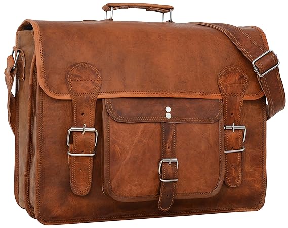 Umhängetasche Leder Gusti Leon Aktentasche Laptoptasche Braun