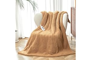 SNUGSUN Heated Throw Blanket Double Sided Sherpa, Soft Heating Electric Blanket for Bed, Automatic Safety System, 6 Heating Levels & 4 Hours Auto-Off, 50"x60" Camel