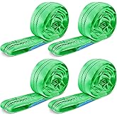 Fabbay 4 Pcs 4 Feet Heavy Duty Polyester Endless Loop Round Lift Slings Lifting Straps for Hoist Towing Moving Furniture Rigging Equipment, 8400 LB Vertical 6700 LB Choker 16800 LBs Basket(Green)
