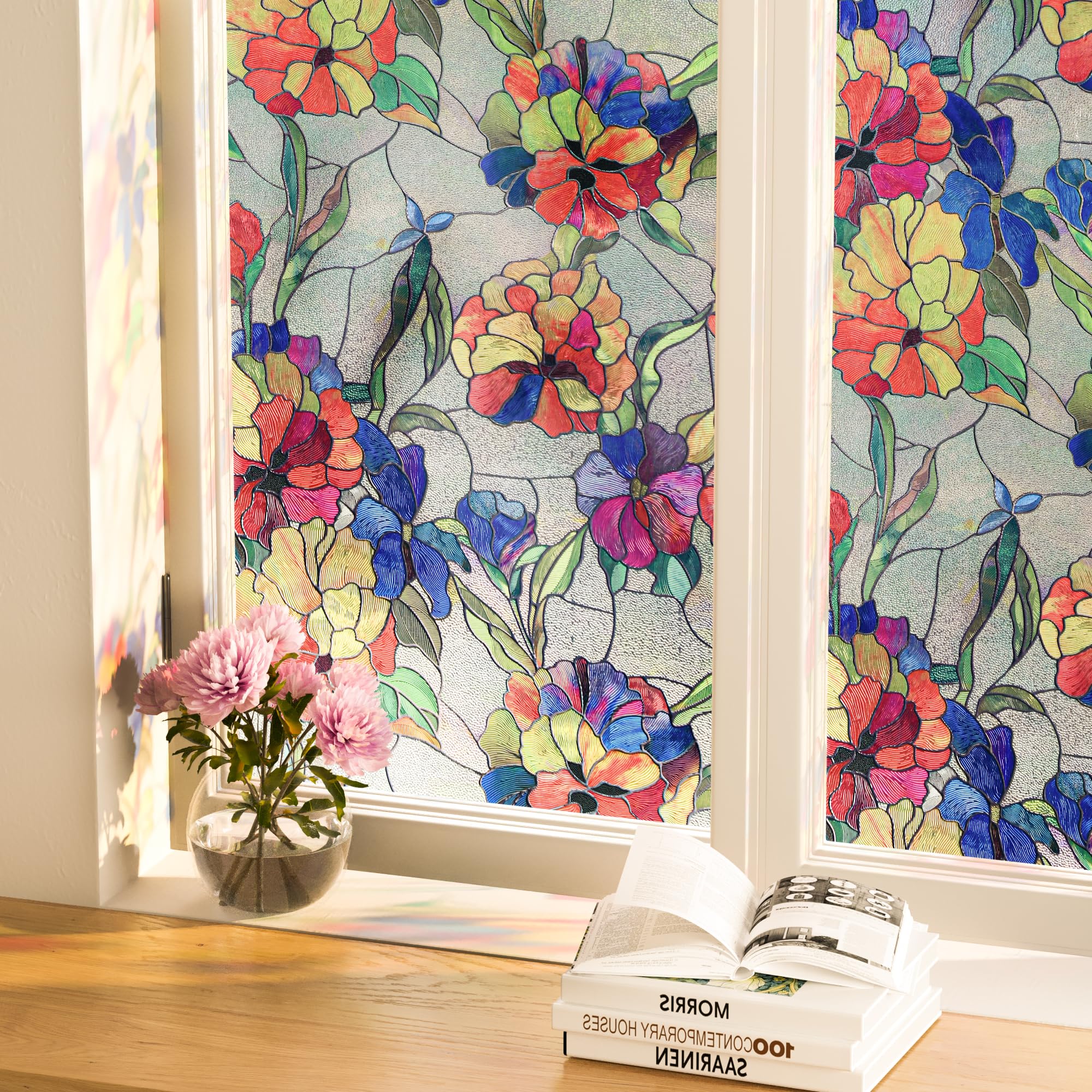 Oxdigi 3D Stained Glass Window Film - Static Cling