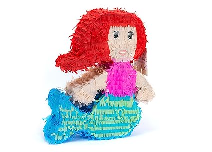 Trendario Pinata Meerjungfrau - 45 x 40 cm - Ideal zum Befüllen mit Süßigkeiten und Geschenken - Piñata für Kindergeburtstag 