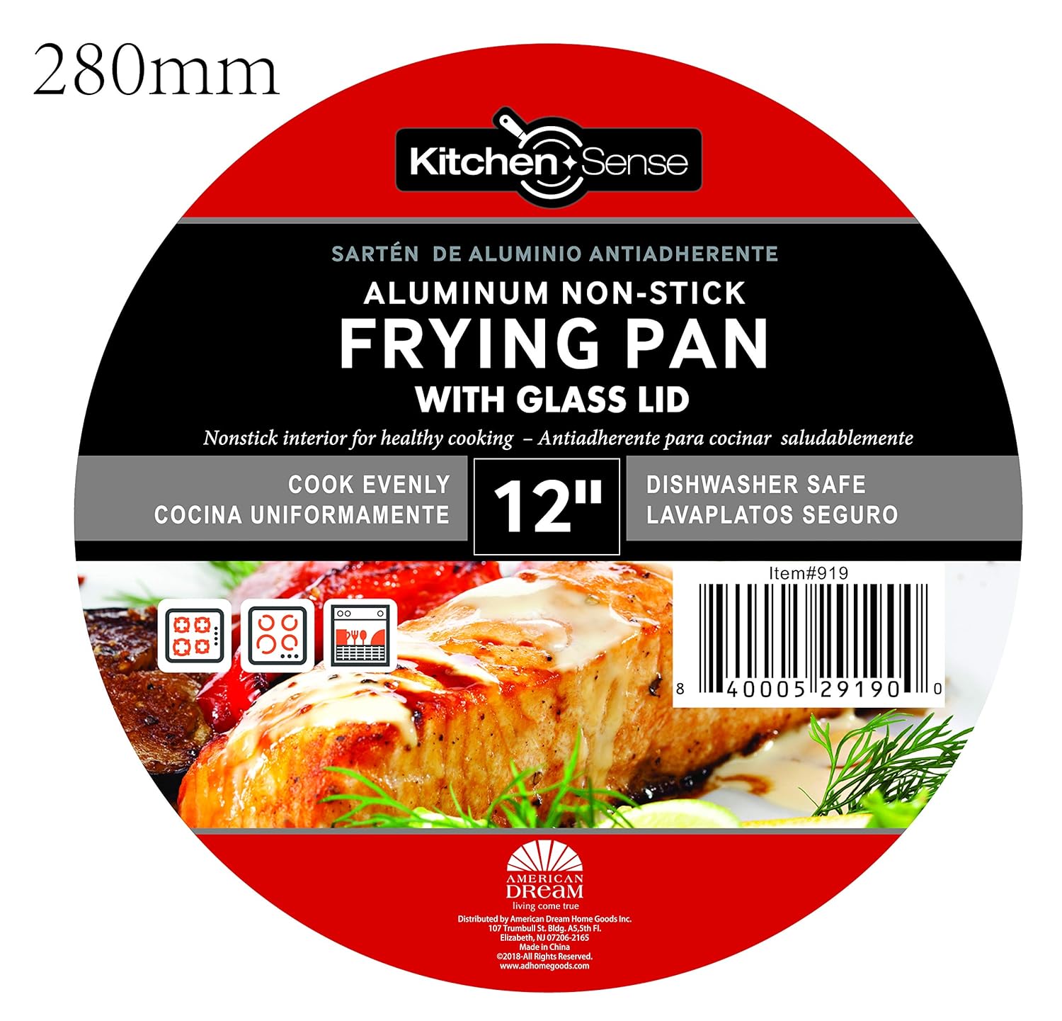 Amazon.com: Kitchen Sense Heavy Duty Non-Stick Fry Pan with Glass Lid: Kitchen & Dining