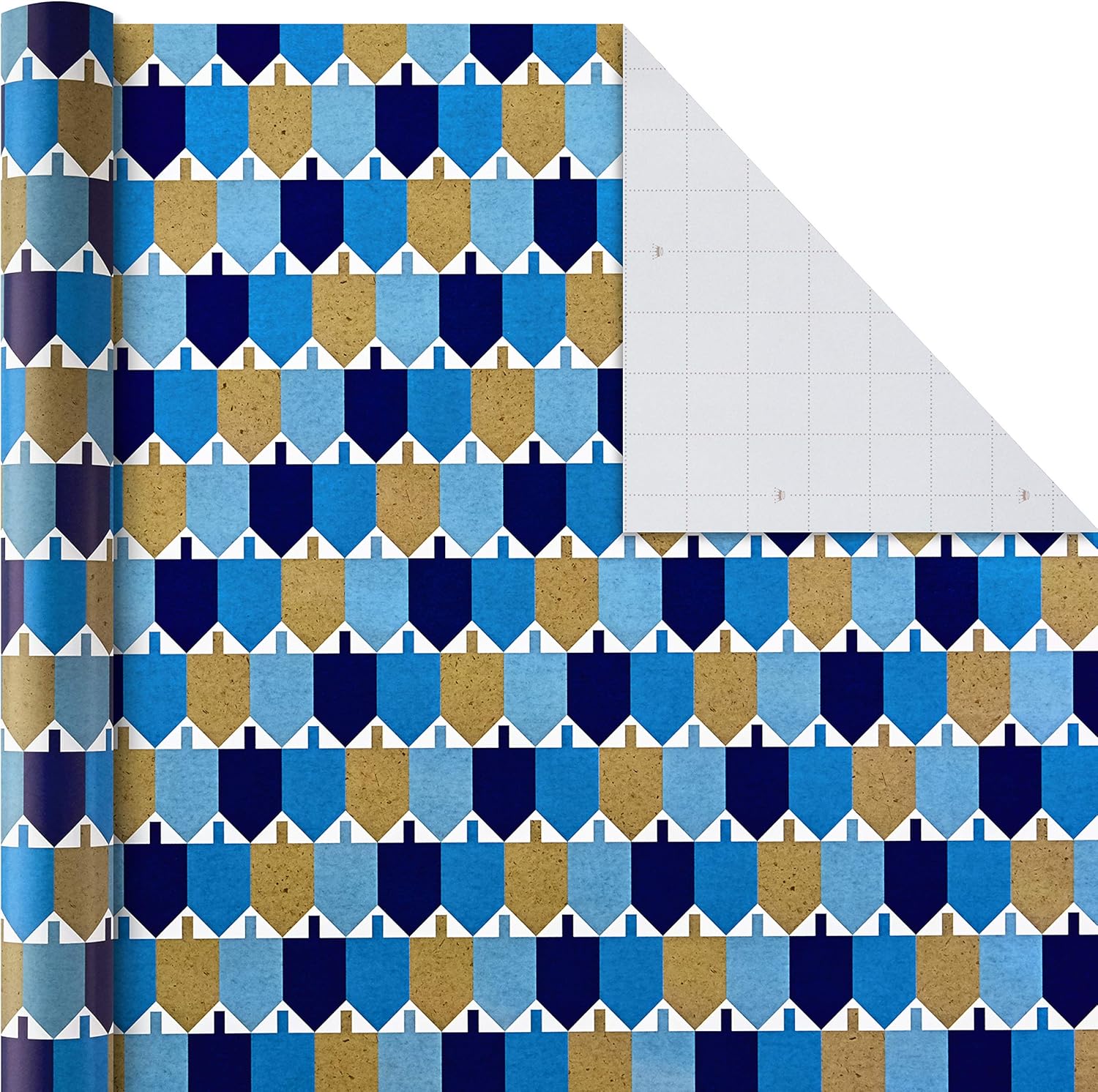 Hallmark Tree of Life Hanukkah Wrapping Paper Bundle with Cut Lines on Reverse, Blue, Gold and White (Pack of 3, 140 sq. ft. ttl.): Kitchen & Dining