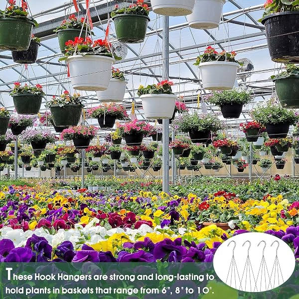 10 PACK 24 INCHES STRONG WIRE PLANT HANGERS FOR HANGING BASKETS 4 ORCHID HANGING BASKET WIRE METAL HOOK HANGER FOR GREENHOUSE SUPPLIES GARDENING INDOOR OUTDOOR PATIO HOOK FLOWER POT BASKET