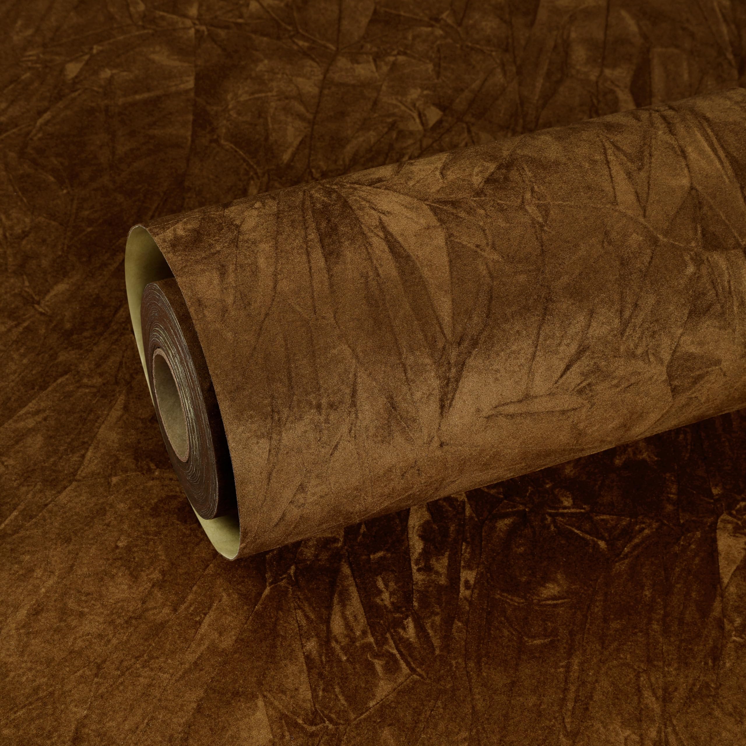 ReWallpaper Velvet Fabric Wallpaper for Living Room Brown 44.5cm×7m Peel and Stick Wallpaper Dark Brown Vintage Felt Flock Lining Paper for Walls Drawers Jewelry Box Wall Paper Roll Bedroom