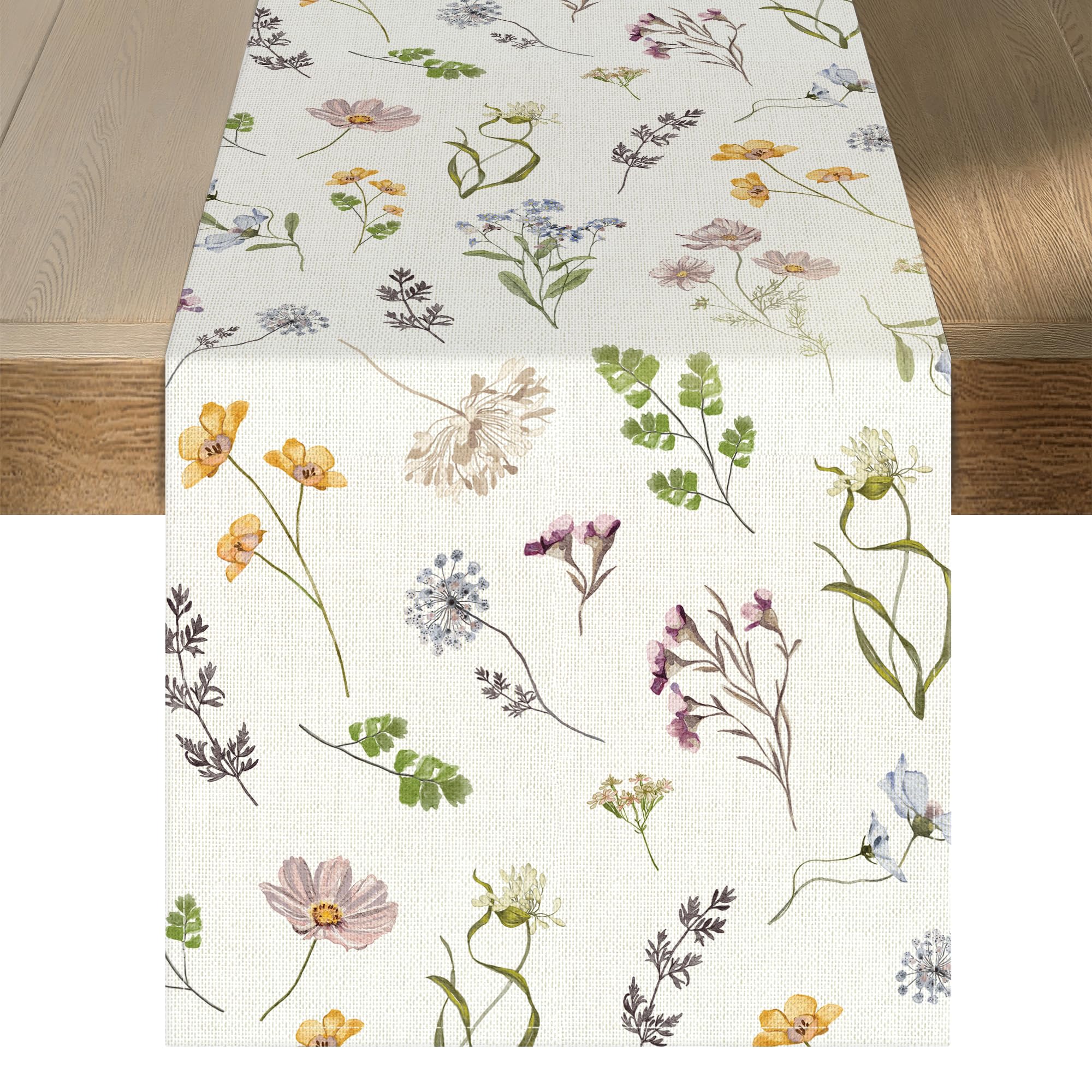 Photo 1 of Audree Floral Table Runner - Wildflower Spring Runner 72 Inches Long - Elegant Farmhouse, Dining, Coffee Table Decor - Perfect for Spring, Easter, Party Decorations for Home