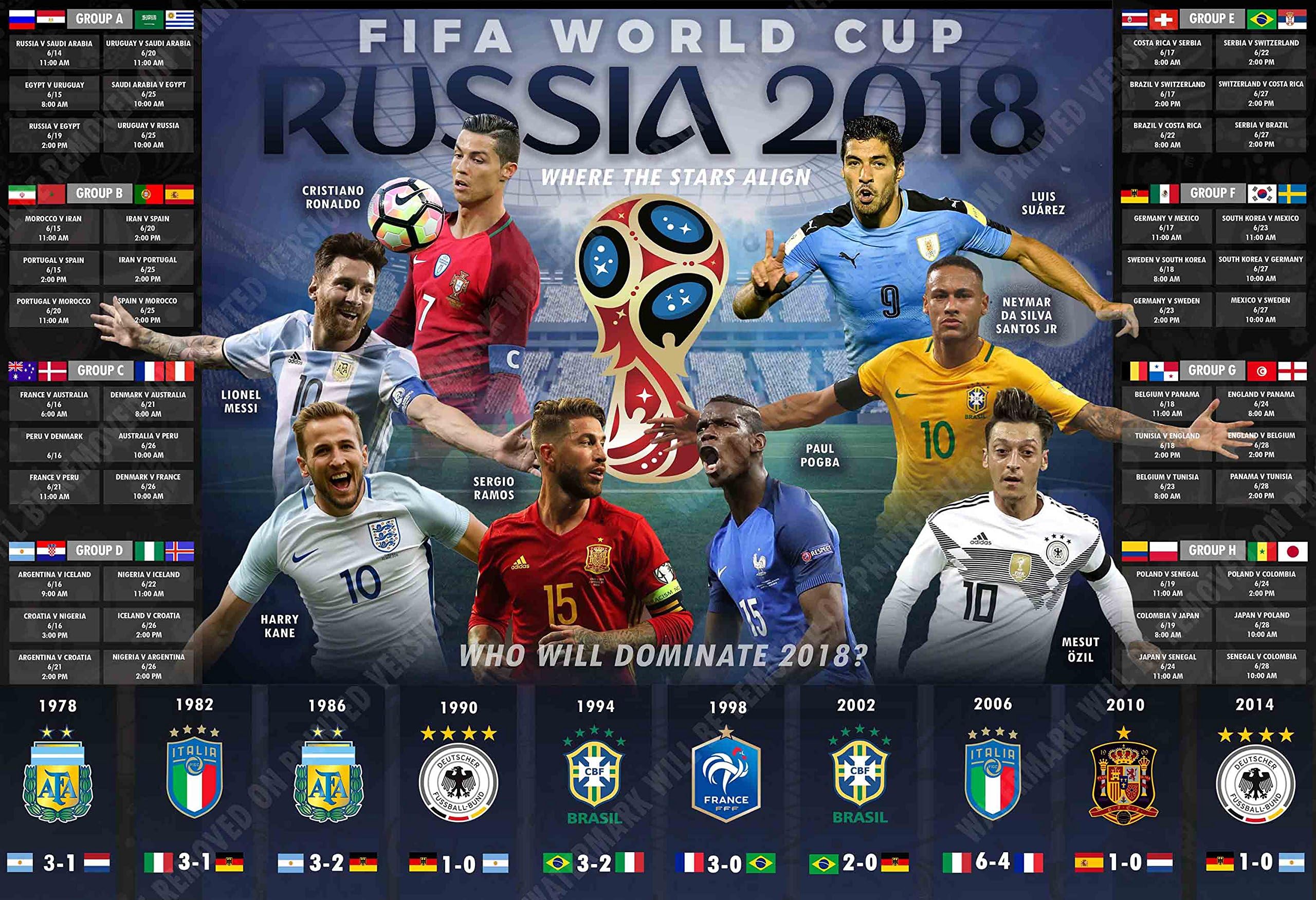 PosterWarehouse2017 Huge 19x13 World Cup 2018 Schedule Poster