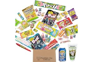 Fountain City Fulfillment 20 Pieces Sour Candy Variety Pack - Unique Mystery Box With 12oz Warheads-Flavored Soda - Assorted Treats For Halloween, Christmas, Birthdays & Easter Gift Basket - Bulk Pack